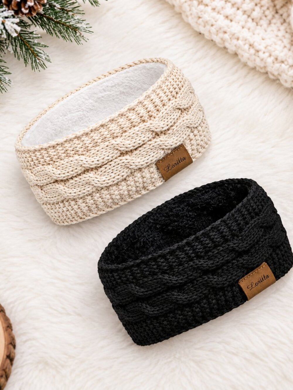 Loritta 2 Pack Ear Warmers for Women, Thick Winter Headbands Gifts